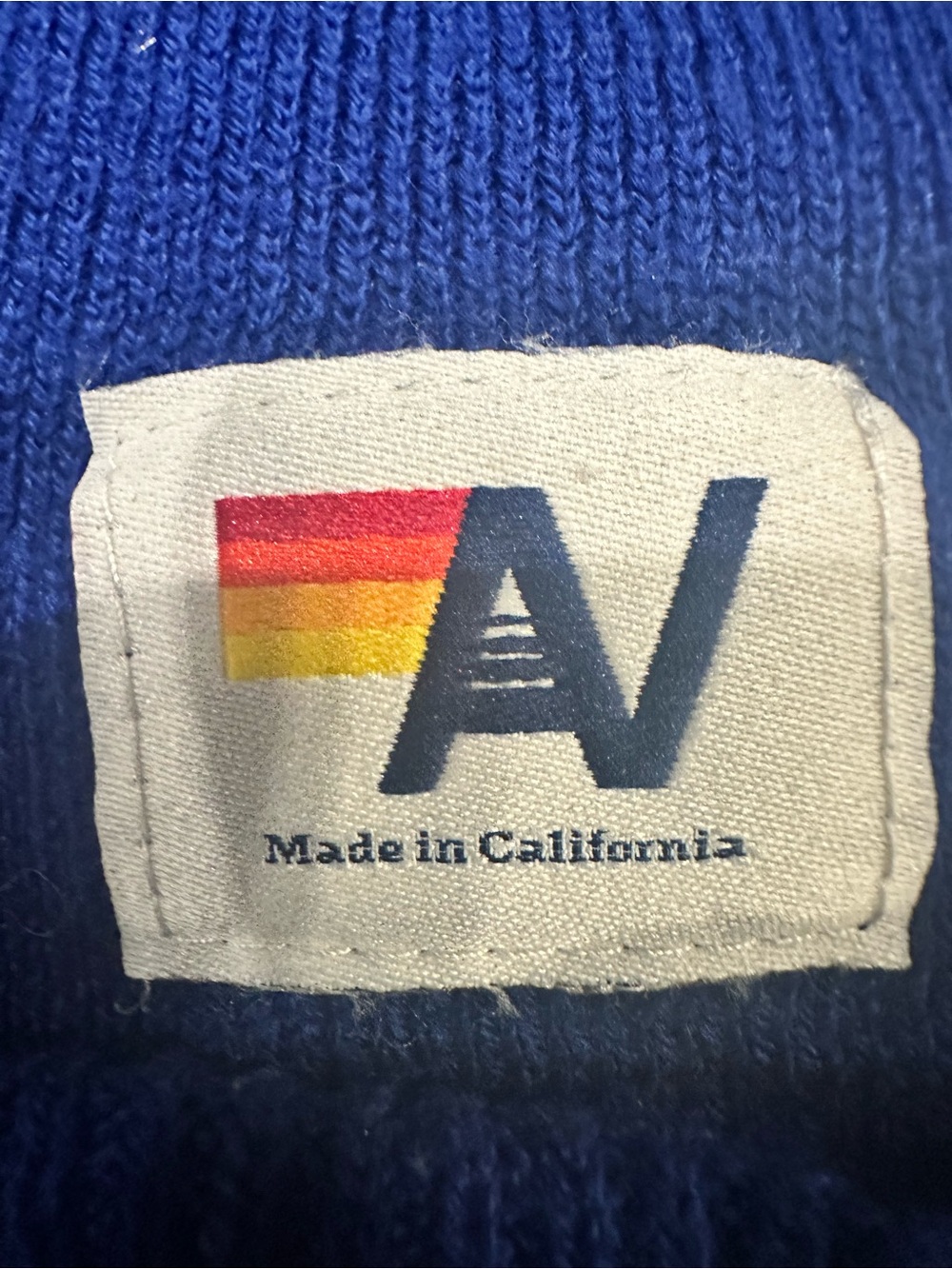 Aviator Nation 🙂 Royal Blue Knit Beanie with Smiley Patch/Logo patch on Back - Picture 3 of 4